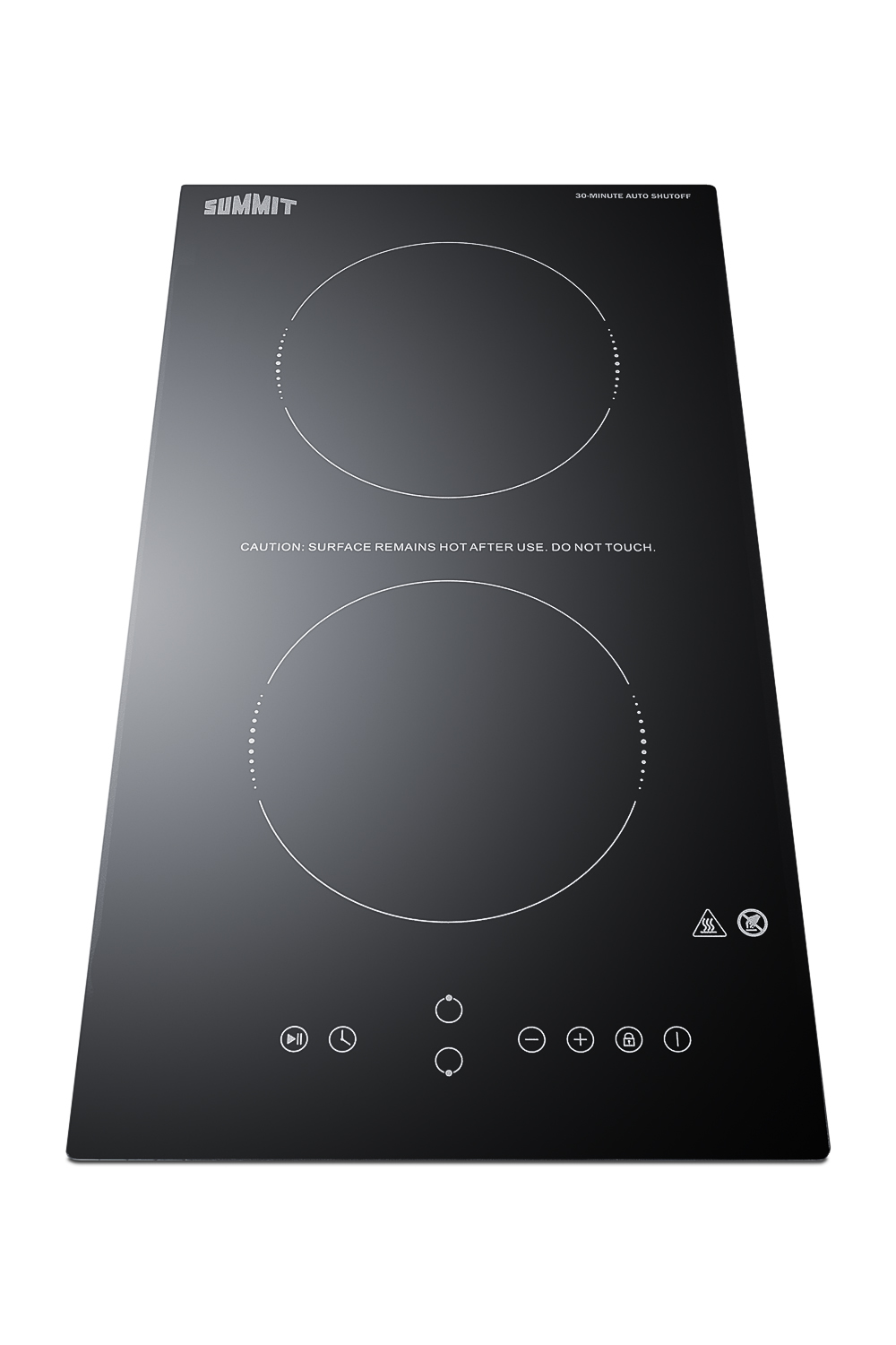 115V Safety First 2-burner cooktop in black ceramic glass with digital touch controls and 30-minute auto shutoff feature, 2400W; NOTE: Image may vary from product